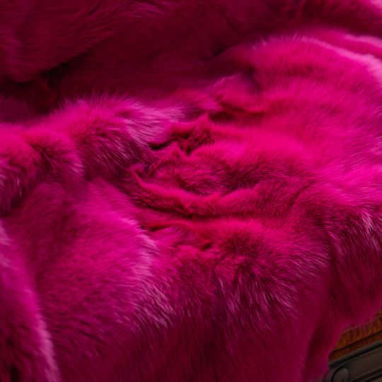 Pink Fox Fur Throw Blanket