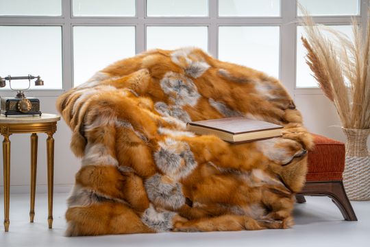 Canadian Red Fox Fur Blanket