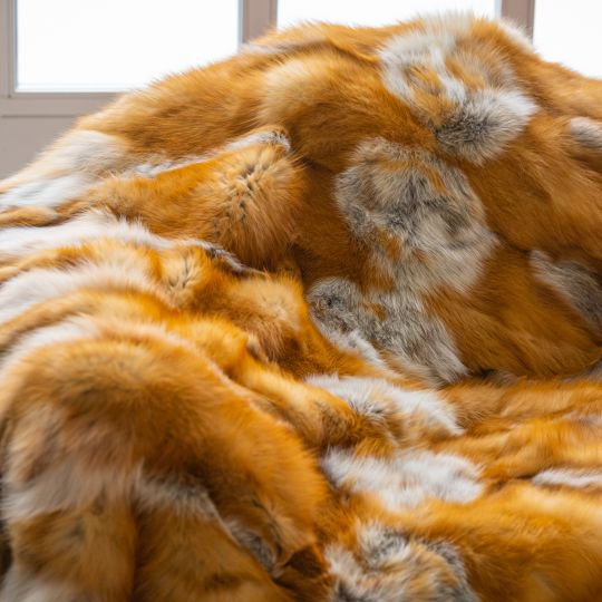 Canadian Red Fox Fur Blanket