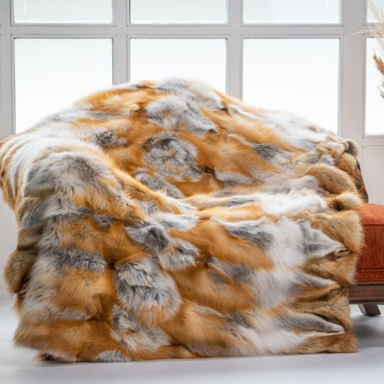 Canadian Red Fox Fur Throw Blanket