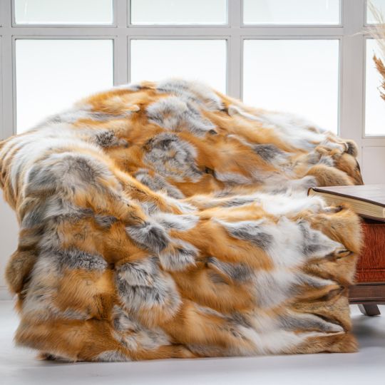 Canadian Red Fox Fur Throw Blanket