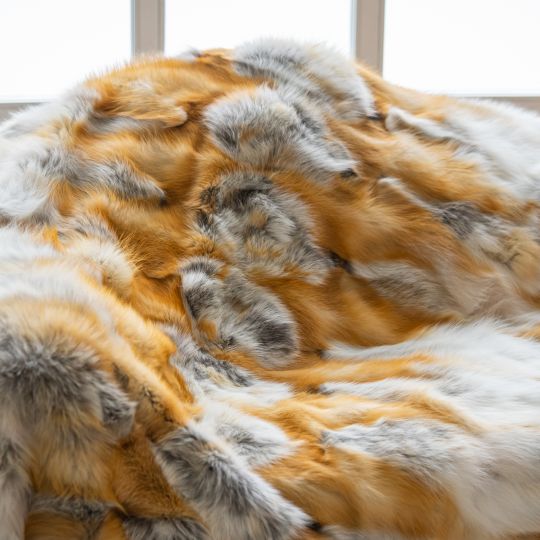 Canadian Red Fox Fur Throw Blanket