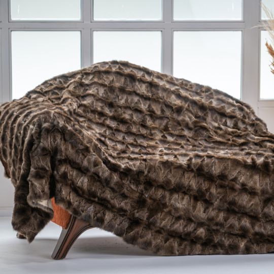 Natural Sable Fur Throw Blanket