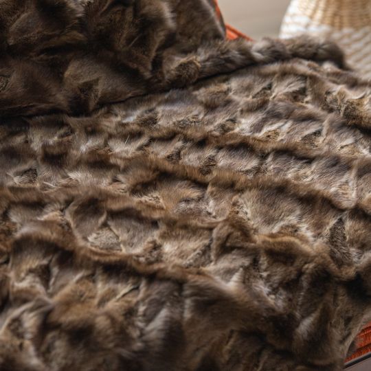 Natural Sable Fur Throw Blanket