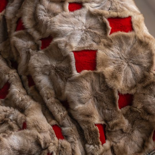 Luxurious Sable Fur Throw Blanket/Daisy Shaped