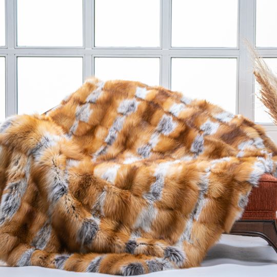 Full Pelt Red Fox Fur Blanket