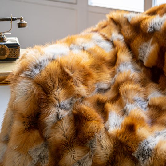 Canadian Red Fox Fur Blanket