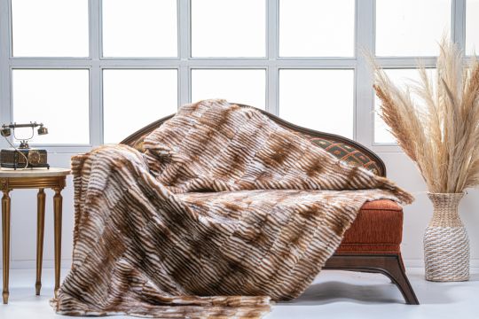 Real Mink Fur Throw Blanket