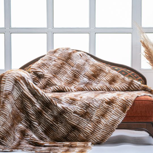 Real Mink Fur Throw Blanket