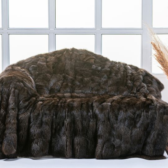 Sable Fur Throw Blanket Barguzin