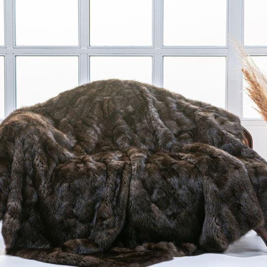 Sable Fur Throw Blanket Barguzin