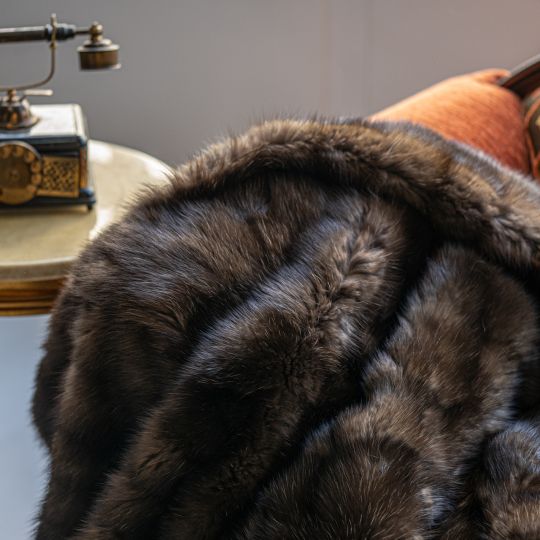 Sable Fur Throw Blanket Barguzin