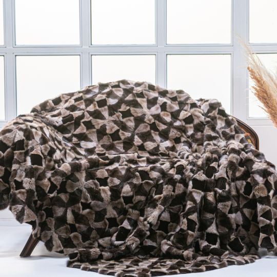 Special Sable Fur Throw Blanket with Velvet Mink Trim