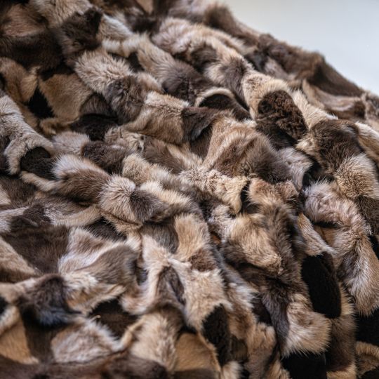 Special Sable Fur Throw Blanket with Velvet Mink Trim