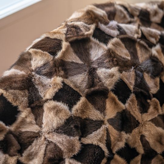 Special Sable Fur Throw Blanket with Velvet Mink Trim