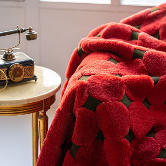 Red Sheepskin Blanket/Unique