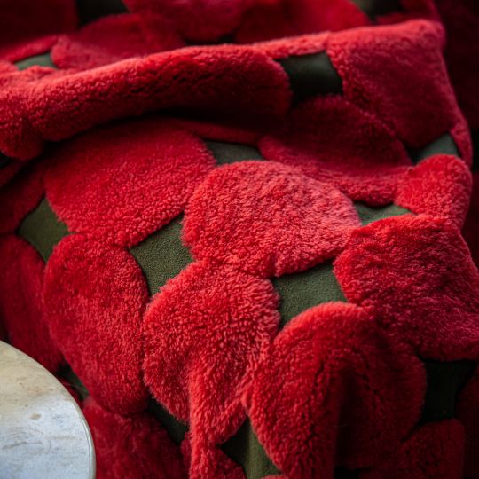 Red Sheepskin Blanket/Unique