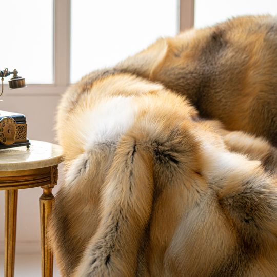 Golden Iceland Fox Fur Throw Blanket