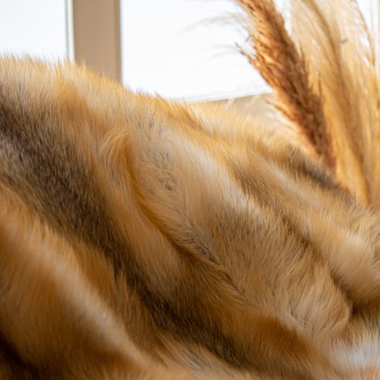 Golden Iceland Fox Fur Throw Blanket