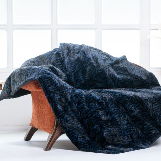 Blue Mink Fur Throw Blanket