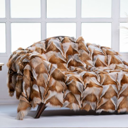 North America/Red Fox Fur Throw Blanket