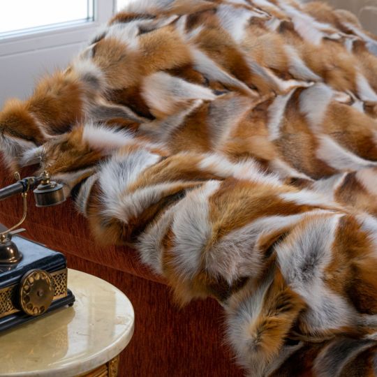 North America/Red Fox Fur Throw Blanket