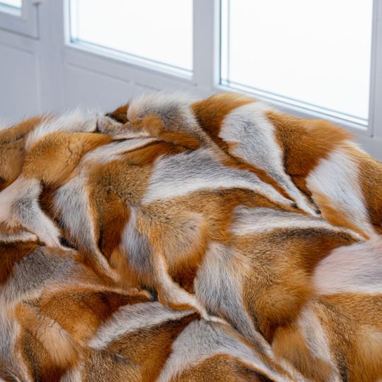 North America/Red Fox Fur Throw Blanket