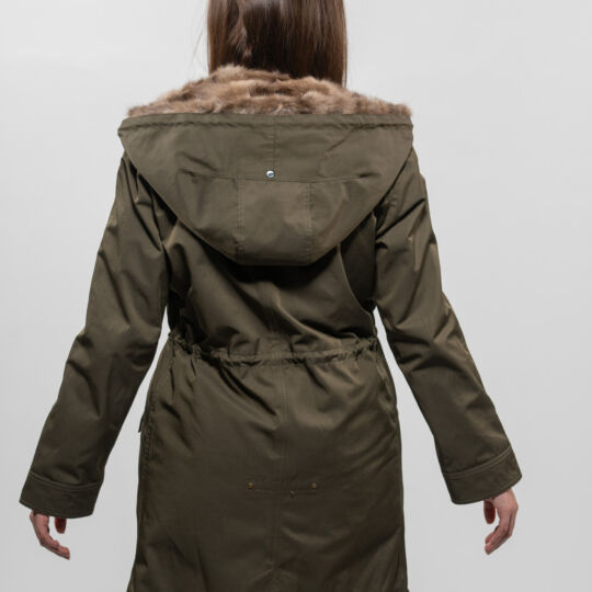 Luxury Khaki Parka with Sable Lining