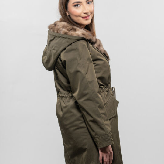 Luxury Khaki Parka with Sable Lining