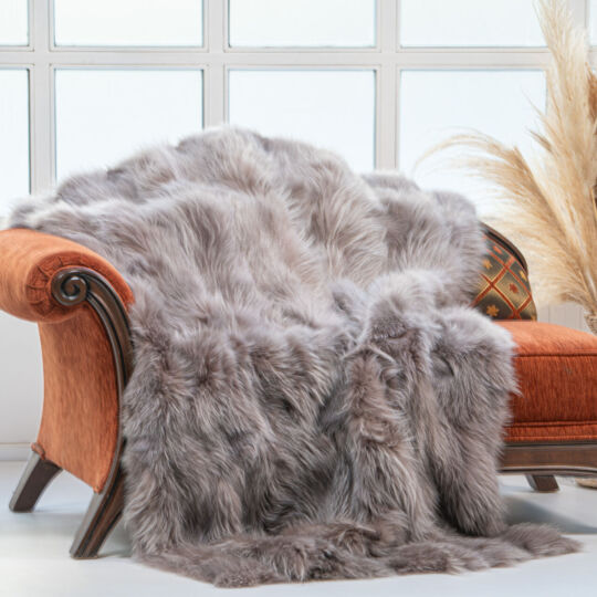 Finn Raccoon Fur Throw Blanket