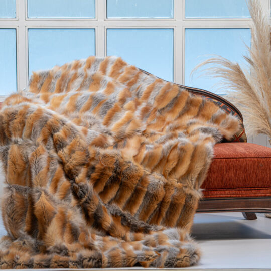 Red Fox Fur Throw Blanket