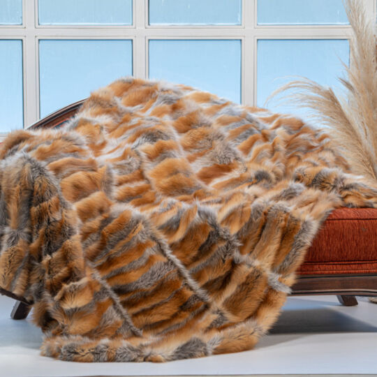 Red Fox Fur Throw Blanket