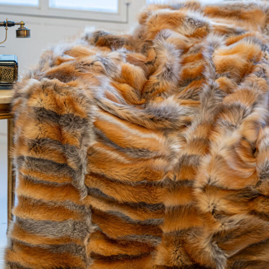 Red Fox Fur Throw Blanket