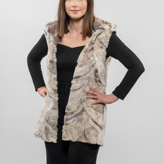 Hooded Sheared Mink Fur Vest