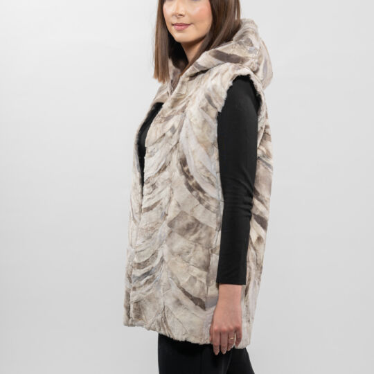 Hooded Sheared Mink Fur Vest