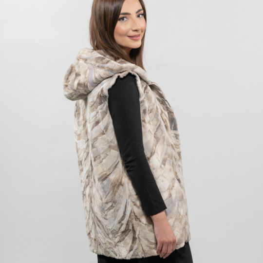 Hooded Sheared Mink Fur Vest