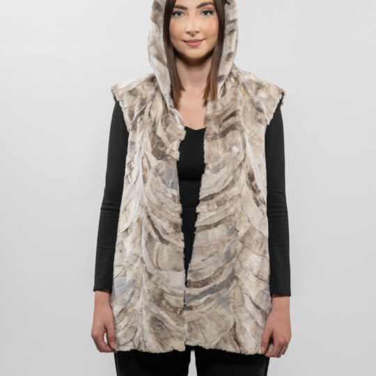 Hooded Sheared Mink Fur Vest