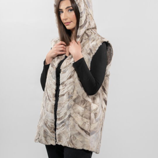 Hooded Sheared Mink Fur Vest