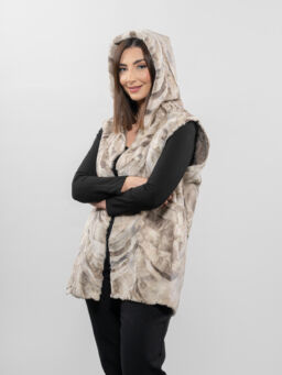 Hooded Sheared Mink Fur Vest