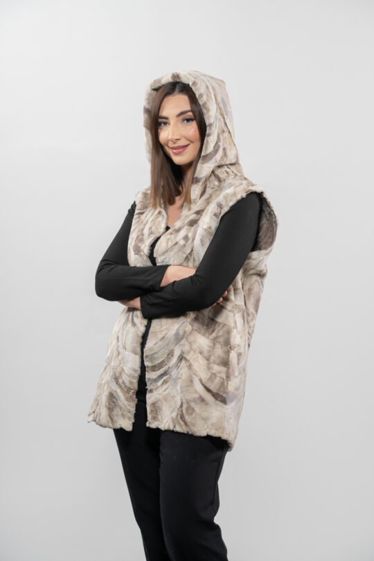 Hooded Sheared Mink Fur Vest