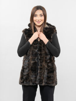 Hooded Sable Fur Vest