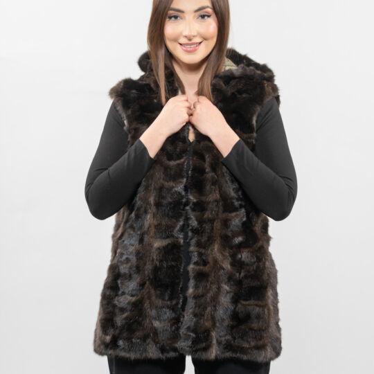 Hooded Sable Fur Vest