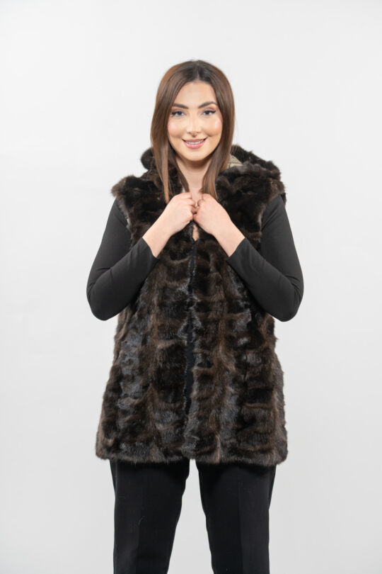 Hooded Sable Fur Vest