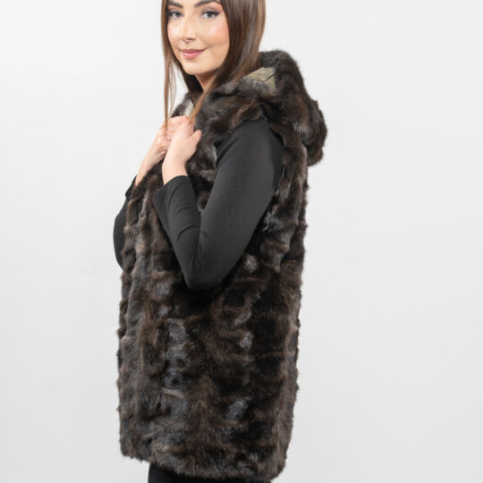 Hooded Sable Fur Vest