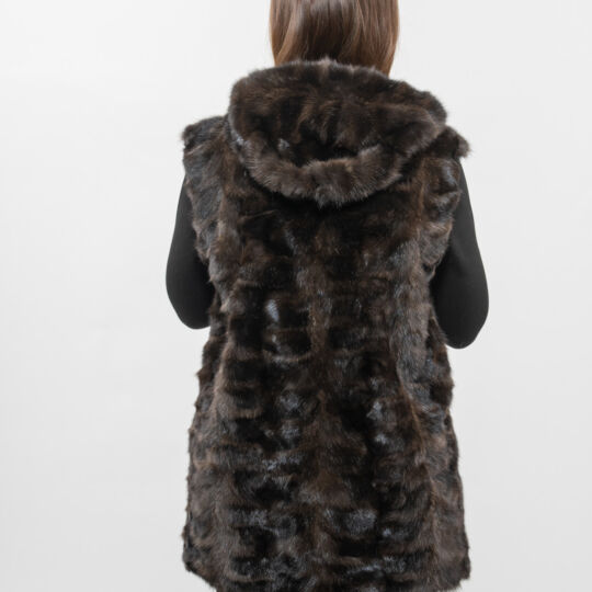 Hooded Sable Fur Vest