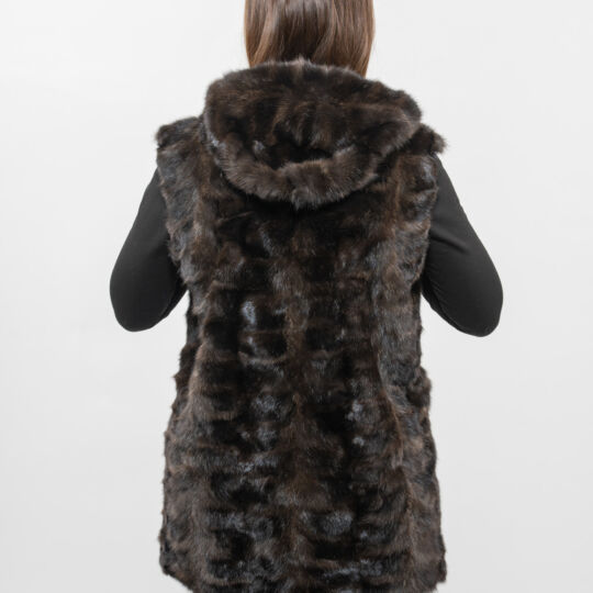 Hooded Sable Fur Vest