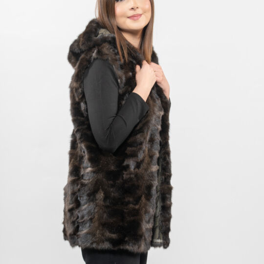 Hooded Sable Fur Vest