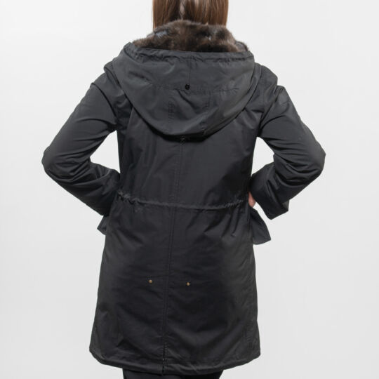 Hooded Black Parka with Sable Lining