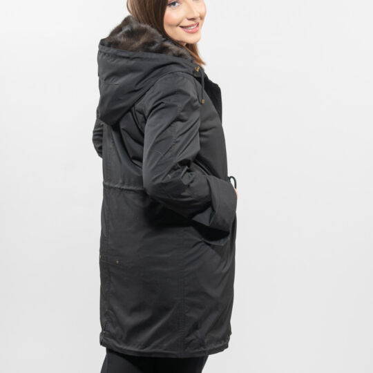 Hooded Black Parka with Sable Lining