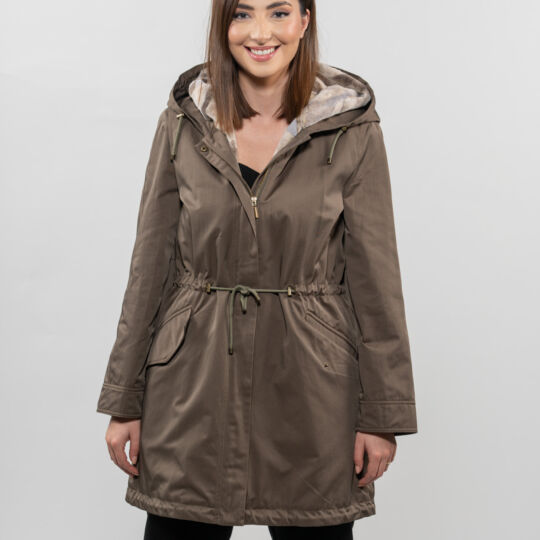 Light Khaki Winter Parka with Sheared Mink Lining